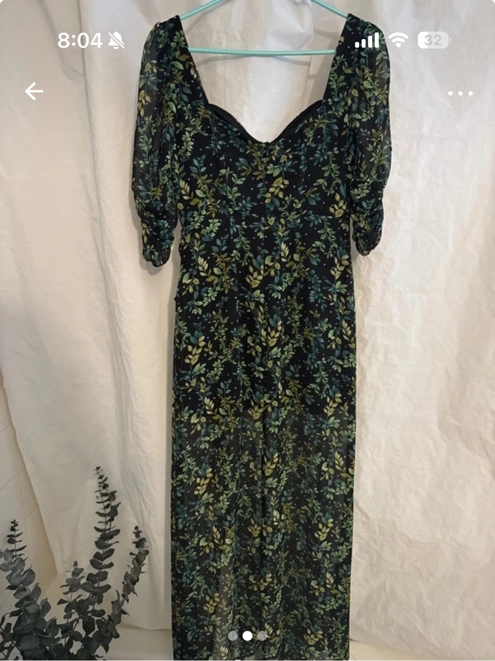 Black Floral Puff-Sleeve Maxi Dress